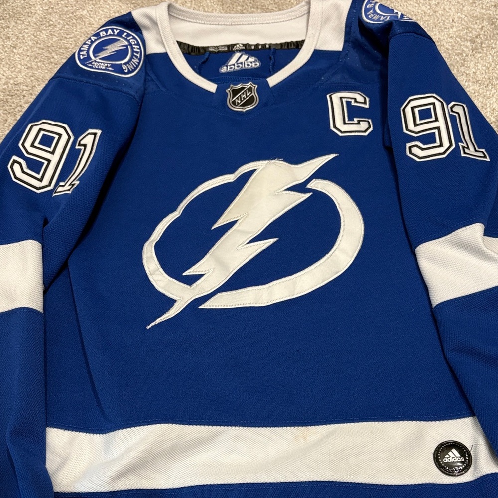 Adidas Blue and White Lightning Jersey